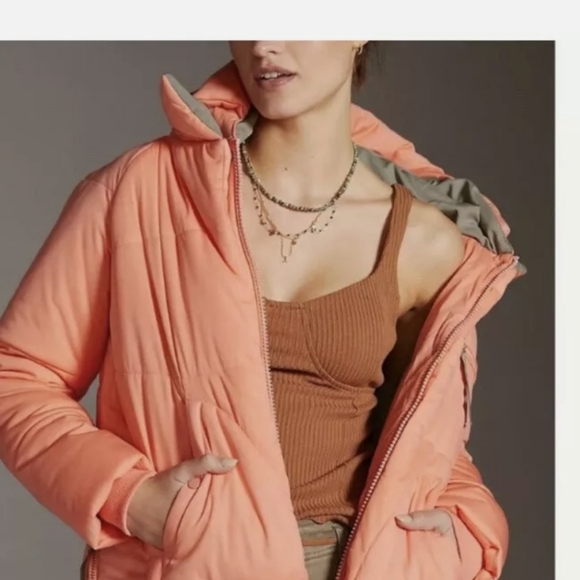 AVEC LES FILLES pink peach puffer jacket coat - Picture 16 of 16